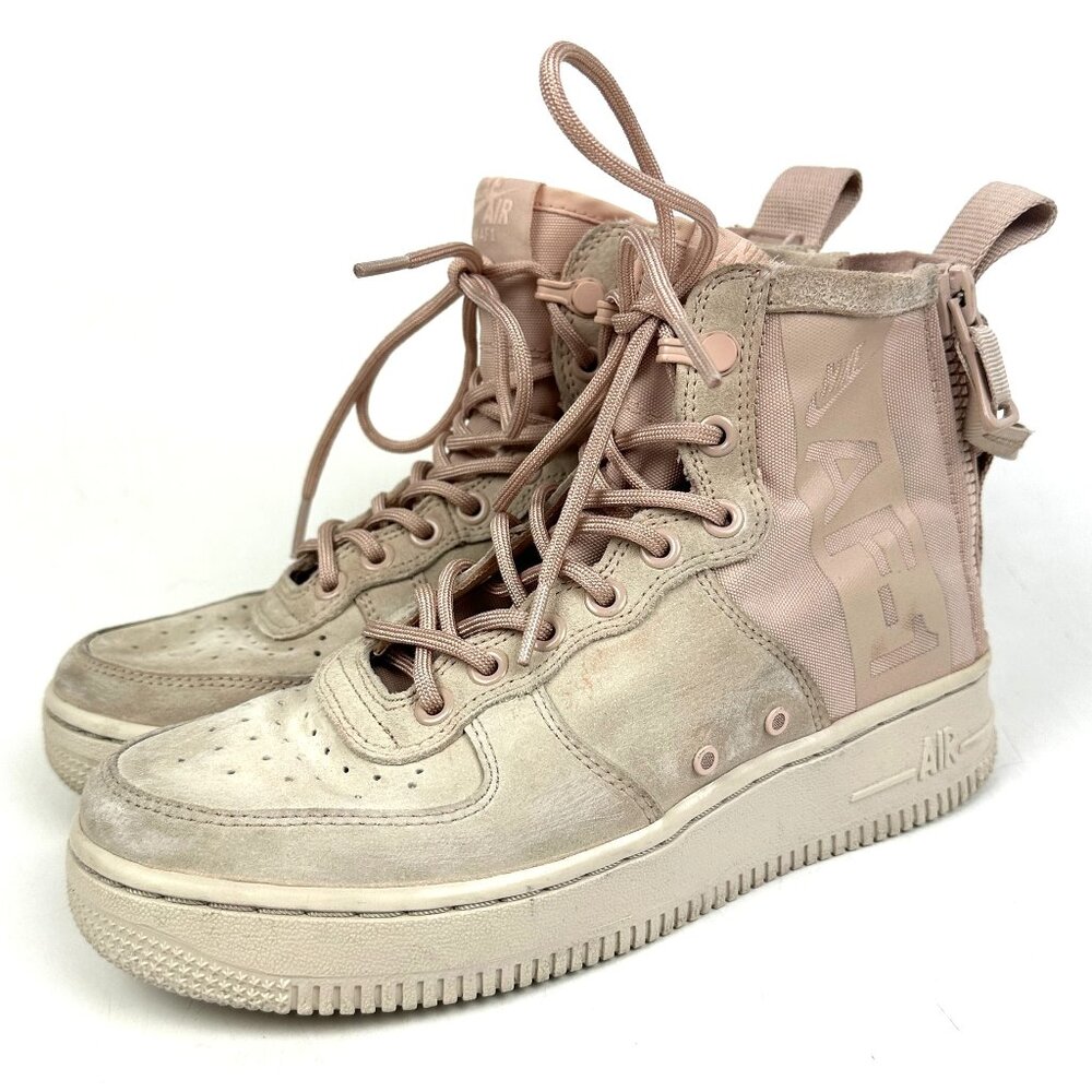 Nike SF Air Force 1 Mid Lace Up Sneakers Particle Beige Pink‎ Women's 6